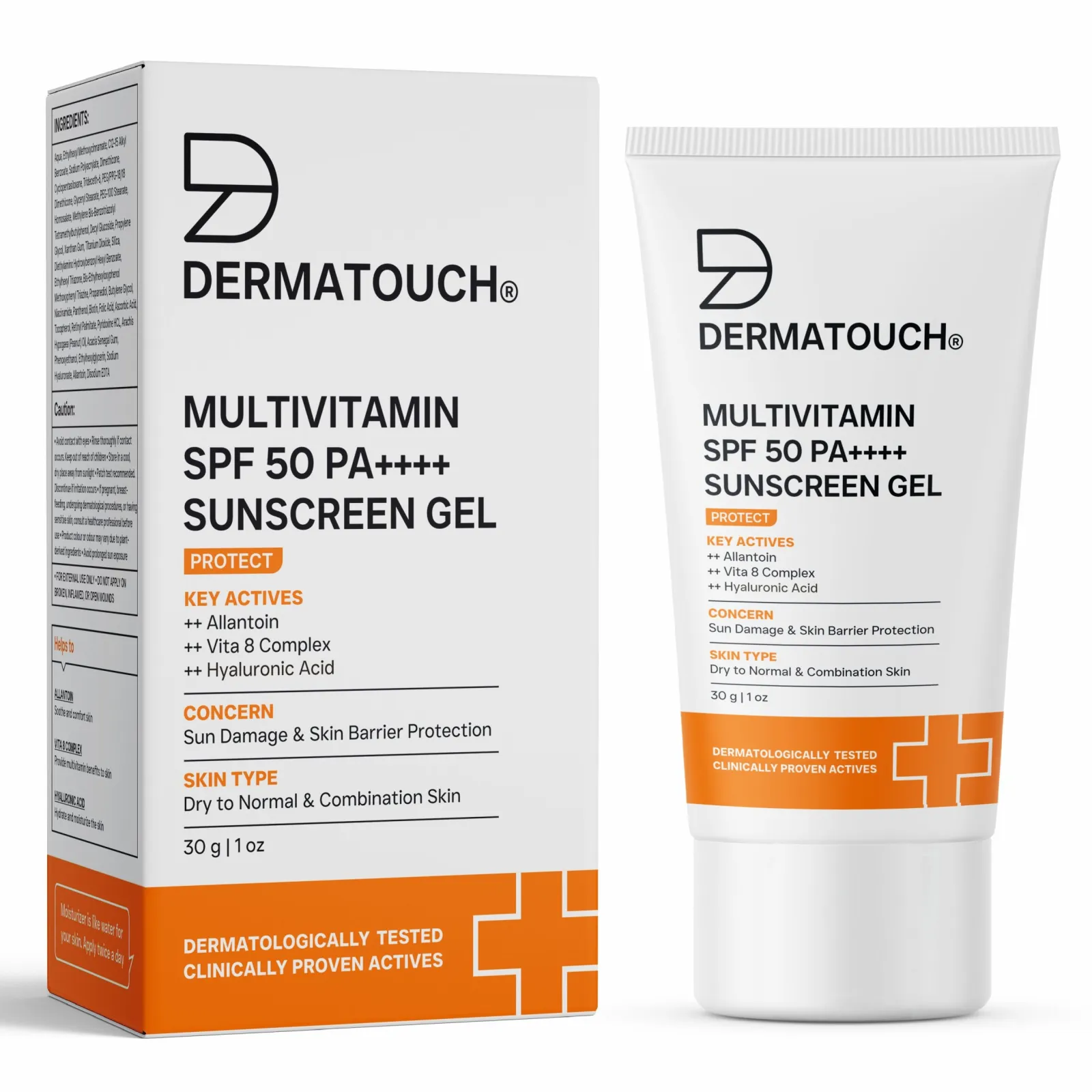 Dermatouch Multivitamin SPF 50 Pa++++ Sunscreen Gel for Sun Damage & Skin Barrier Repair