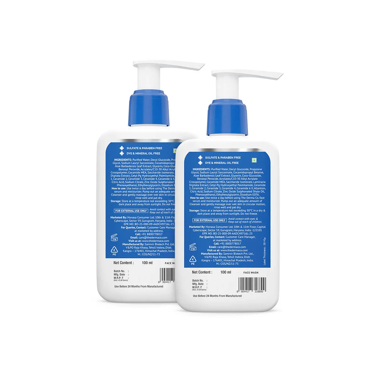 The Derma Co 2.5% Benzoyl Peroxide Gel Face Wash - Pack Of 2