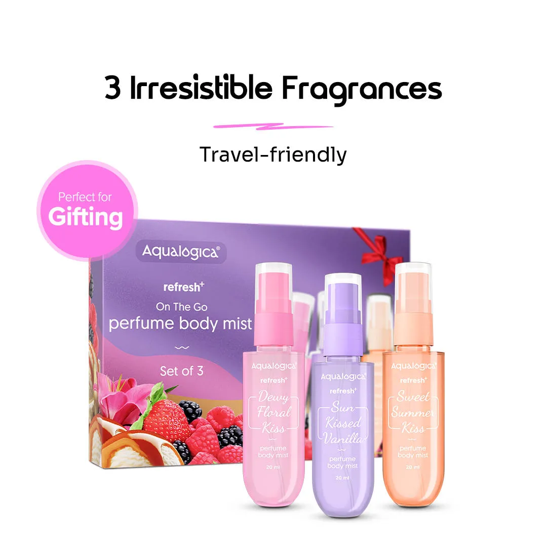 Aqualogica Refresh + On The Go perfume Body Mist Set of 3