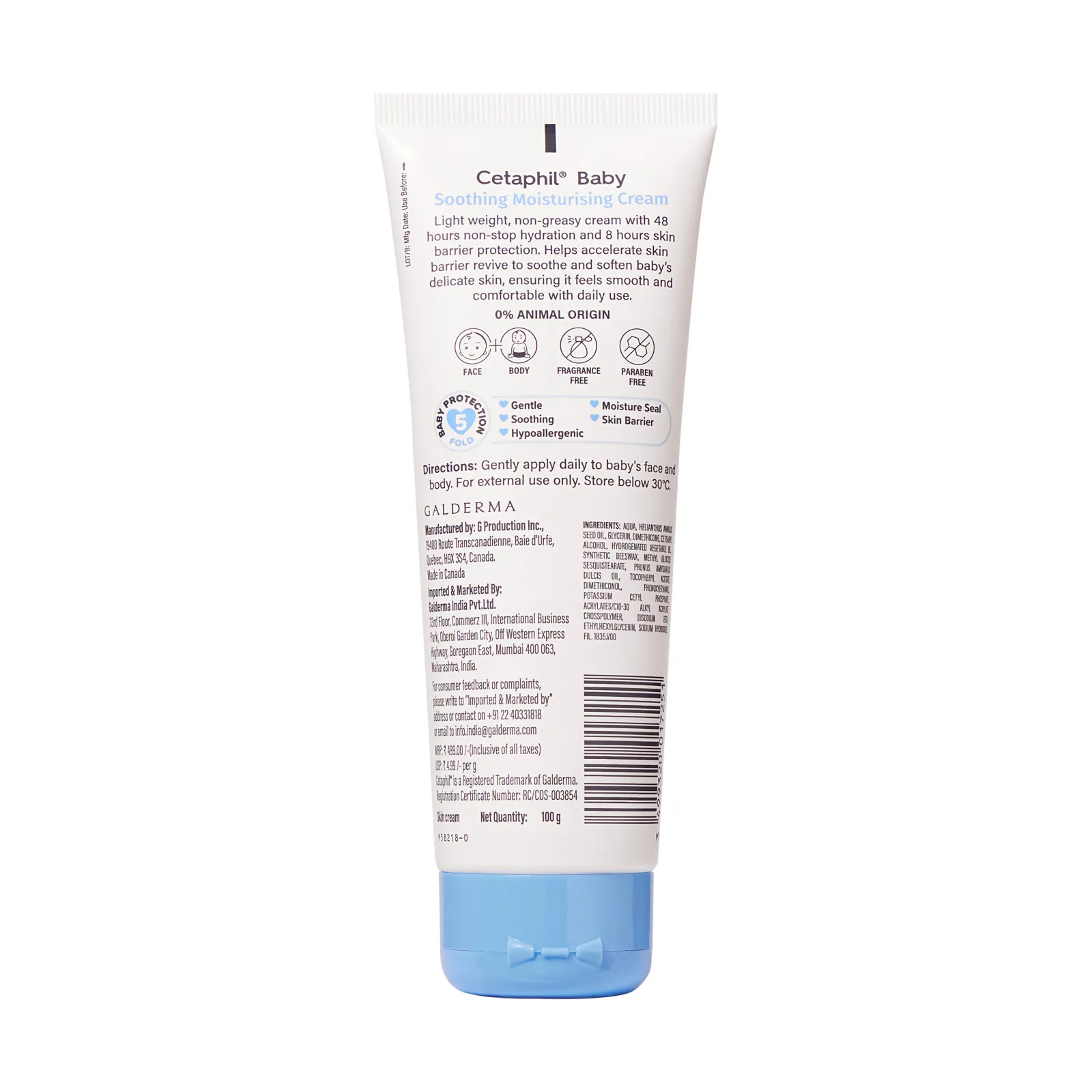 Cetaphil Baby Soothing Moisturising Cream, 48 Hour Hydration, 8 Hour Barrier Protection