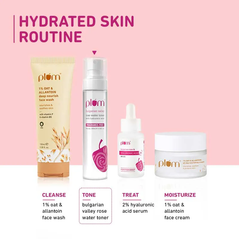 Plum Bulgarian Valley Rose Water Alcohol-Free Spray Toner With Hyaluronic Acid- Hydrates & Refreshes