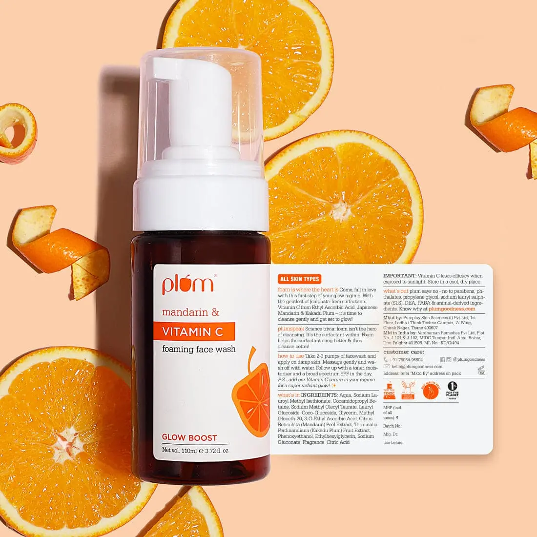 Plum Mandarin & Vitamin C Foaming Face Wash For Glowing Skin