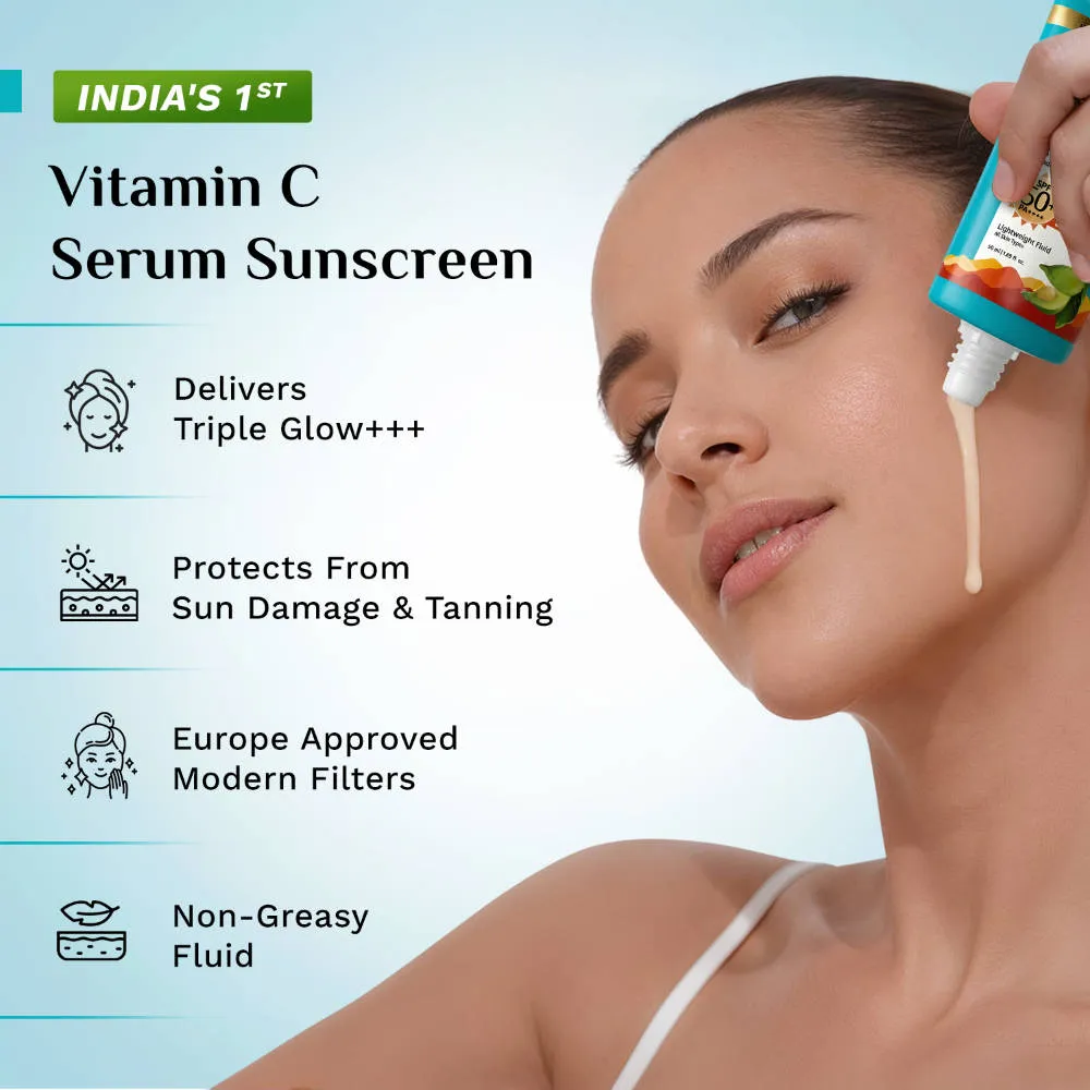 Pilgrim 5% Vitamin C Complex Brightening Serum Sunscreen SPF50+PA++++ No White Caste Pack of 2