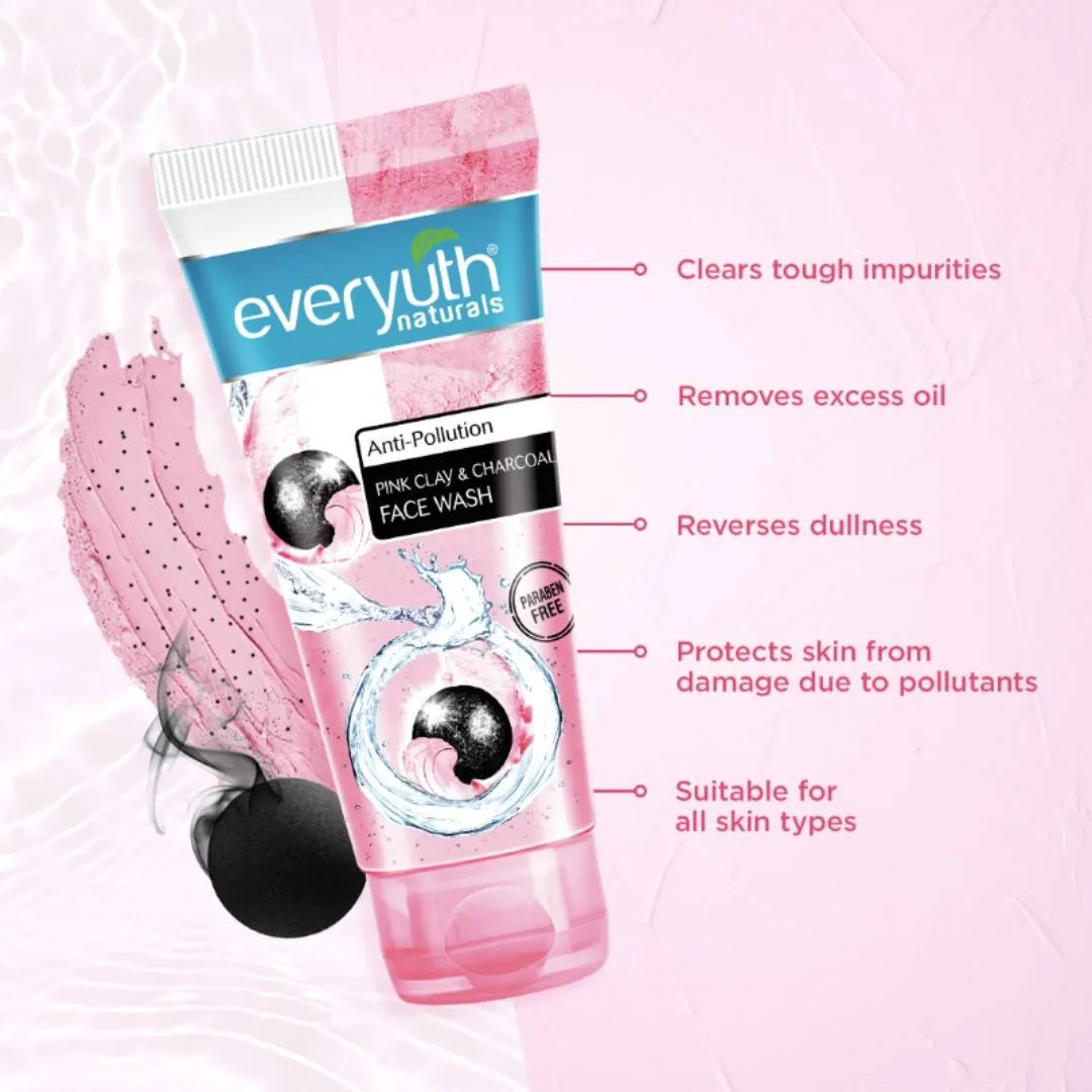 Everyuth Naturals Anti Pollution Pink Clay & Charcoal Face Wash