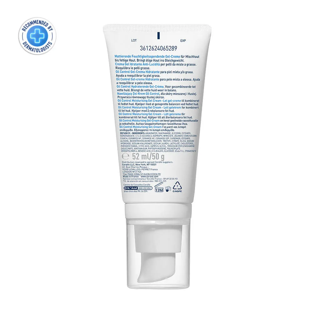 CeraVe Oil Control Gel-Cream Lightweight Moisturizer For Oily & Combination Skin With Shine Control