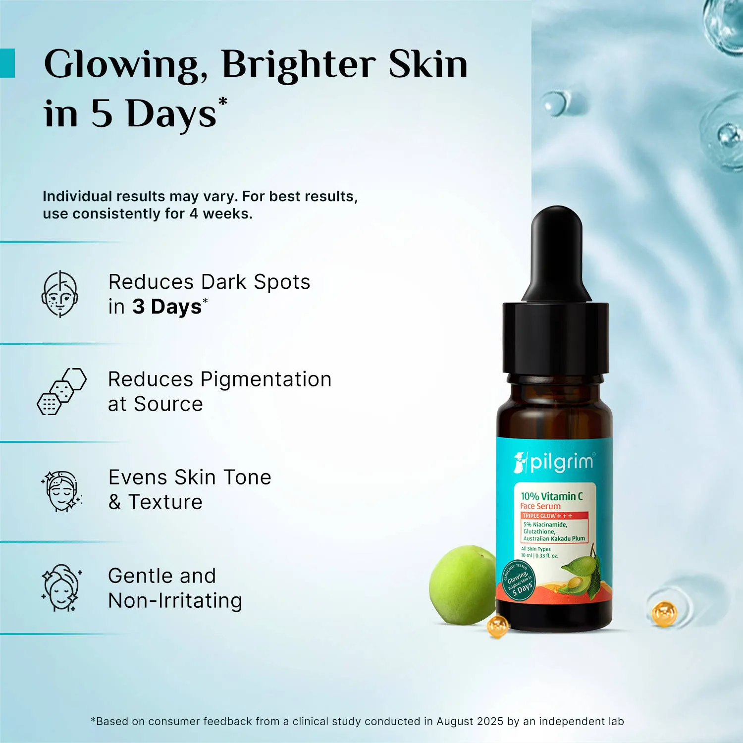 Pilgrim 10% Niacinamide with Kojic Acid & Korean Rice Water Face Serum For Clear Glass Skin Glow
