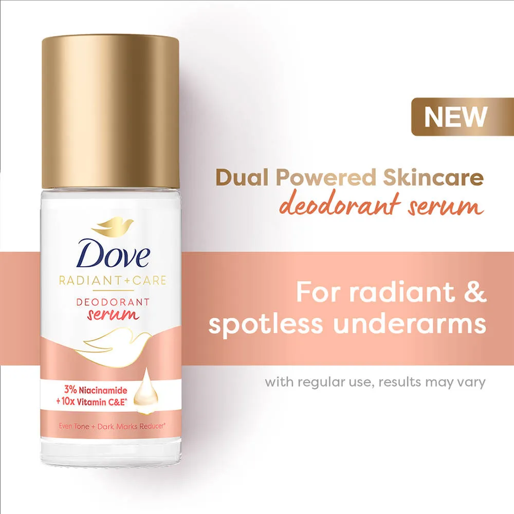 Dove Radiant+Care Roll On Deodorant Serum With 3% Niacinamide & 10X Vitamin C & E