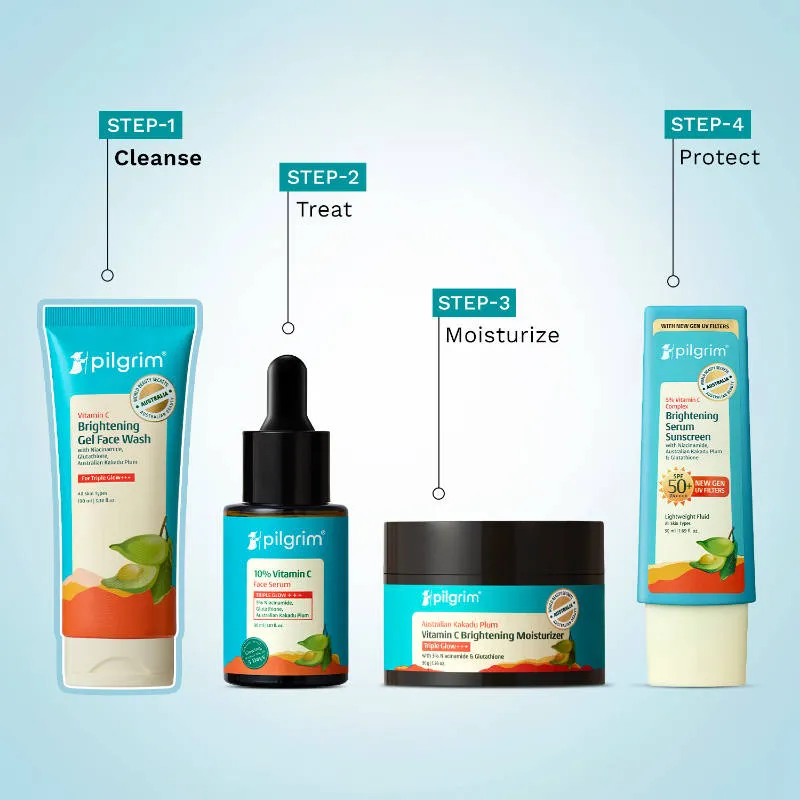 Pilgrim 10% Vitamin C Brightening Gel Face Wash Triple Glow+++ with 5% Niacinamide For Dark Spots