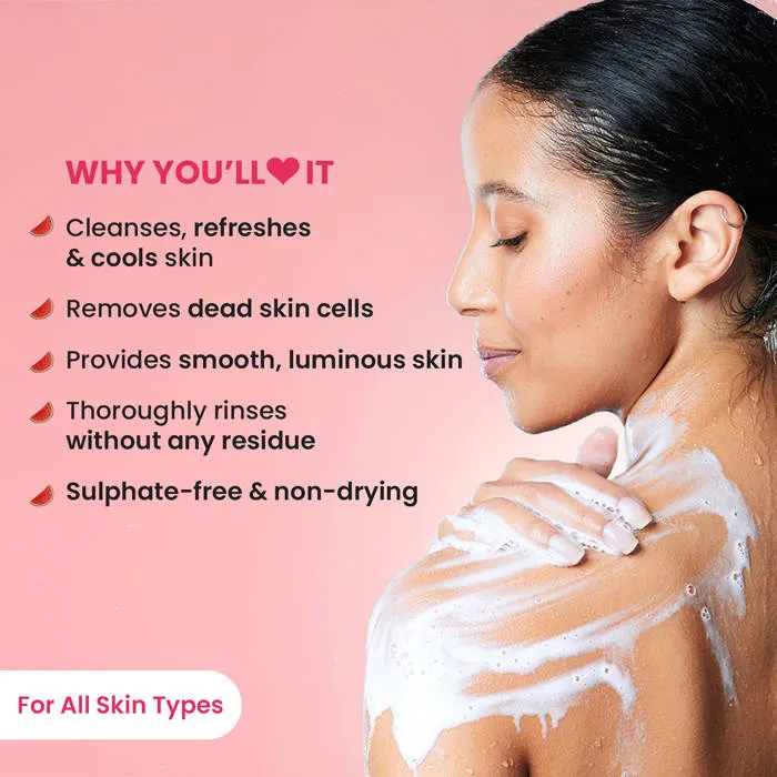 Dot & Key Watermelon Cool Glycolic Refresh Shower Gel, With Peach & Cucumber, Gently Exfoliates Skin
