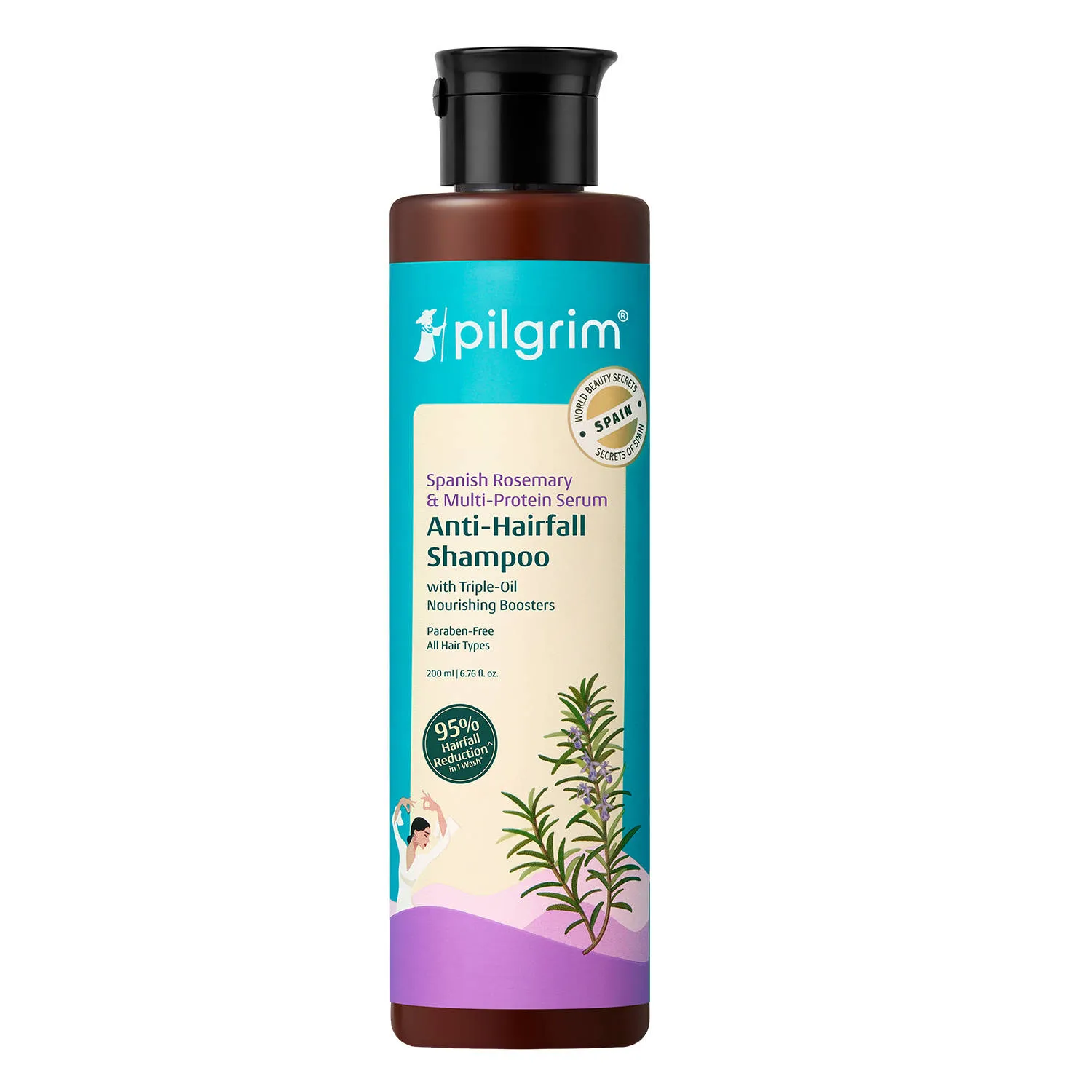 Pilgrim Spanish Rosemary & Biotin Anti Hairfall Control Shampoo Reduce Hairfall Upto 95% Strong Hair