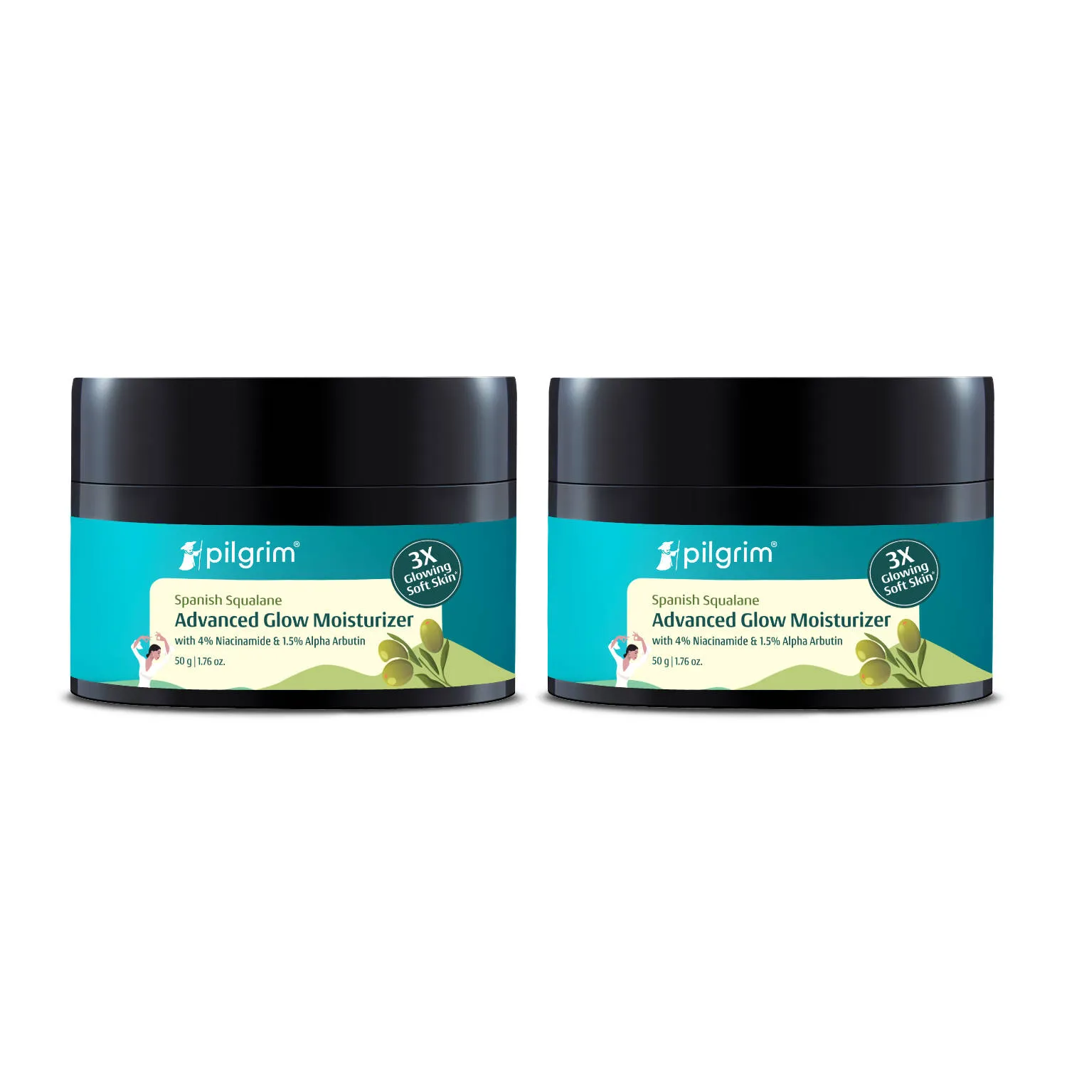 Pilgrim Spanish Squalane Advanced Glow Moisturizer For 3x Soft Glowing & Even-Toned Skin- Pack of 2