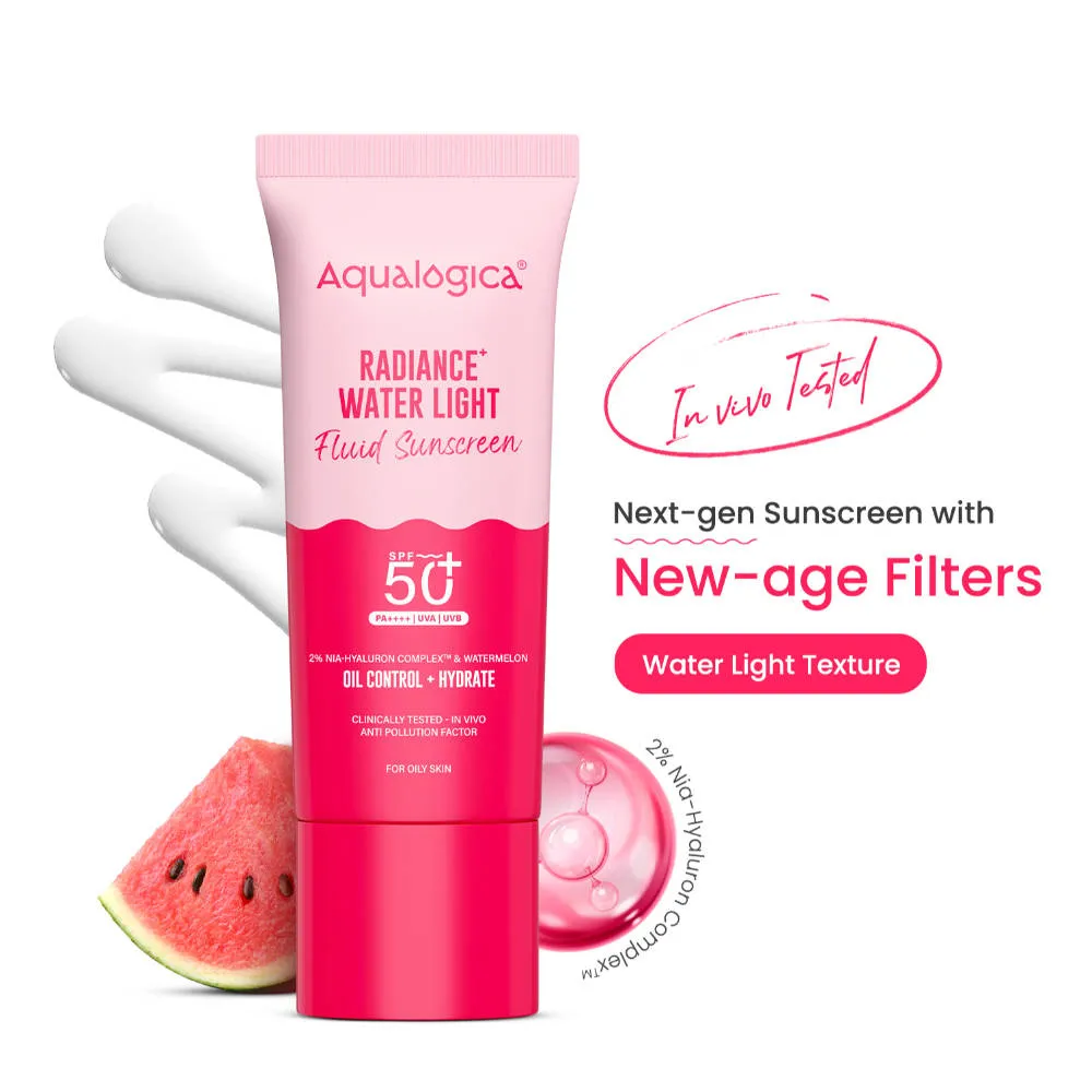 Aqualogica Radiance Fluid Sunscreen SPF50+ PA++++ with Niacinamide & Watermelon For Oily Skin
