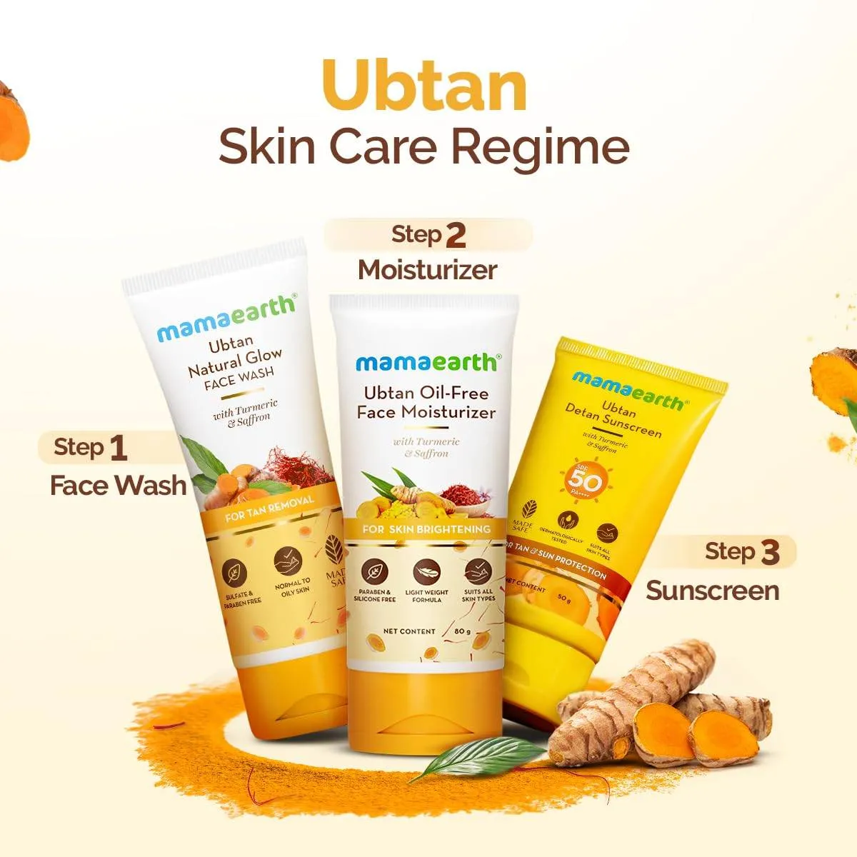 Mamaearth Vitamin C Sunscreen & Ubtan Face Wash Combo for Tan Removal & Glowing Skin