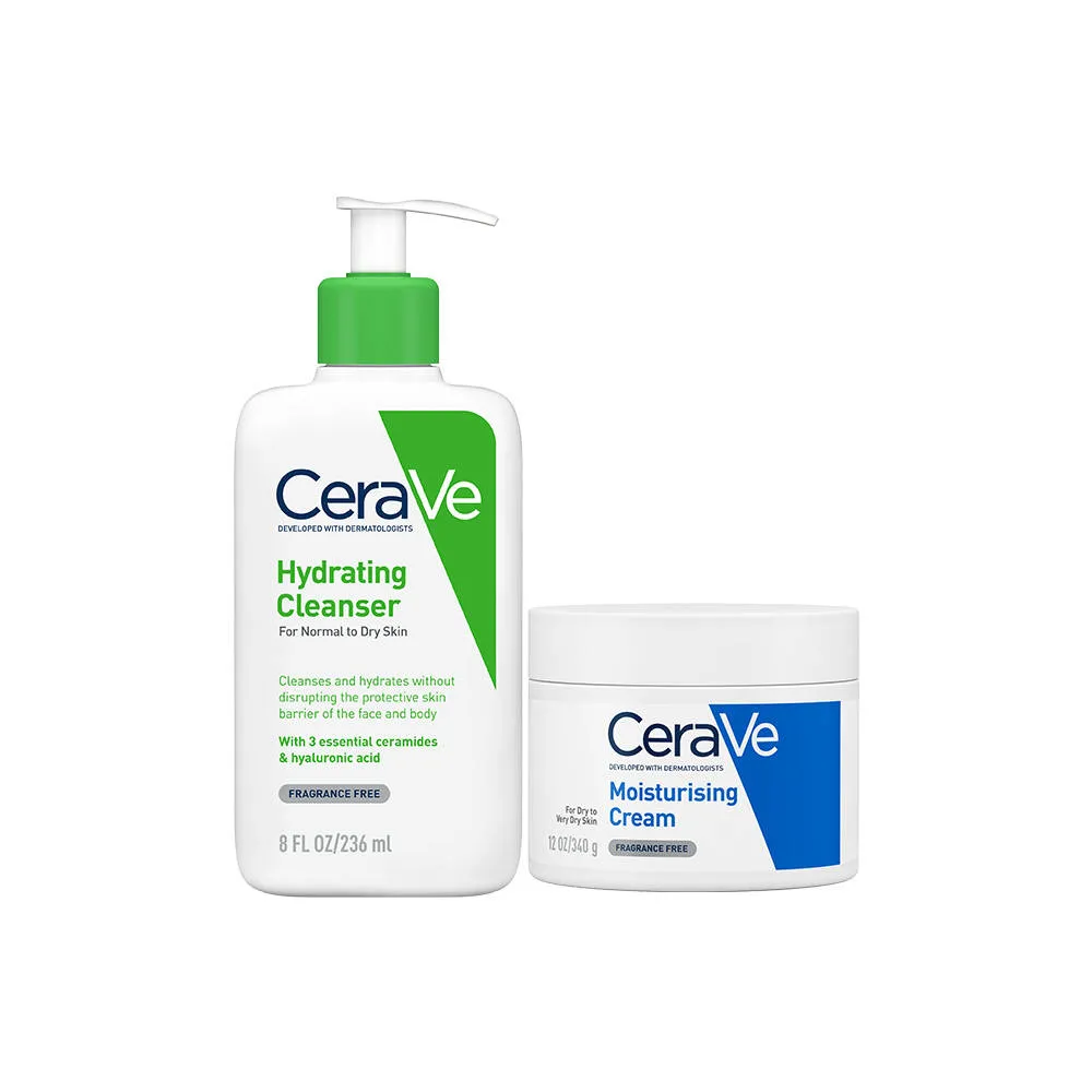 CeraVe Facewash & Moisturizer Combo with Ceramides - Daily Skincare Routine for Normal To Dry Skin