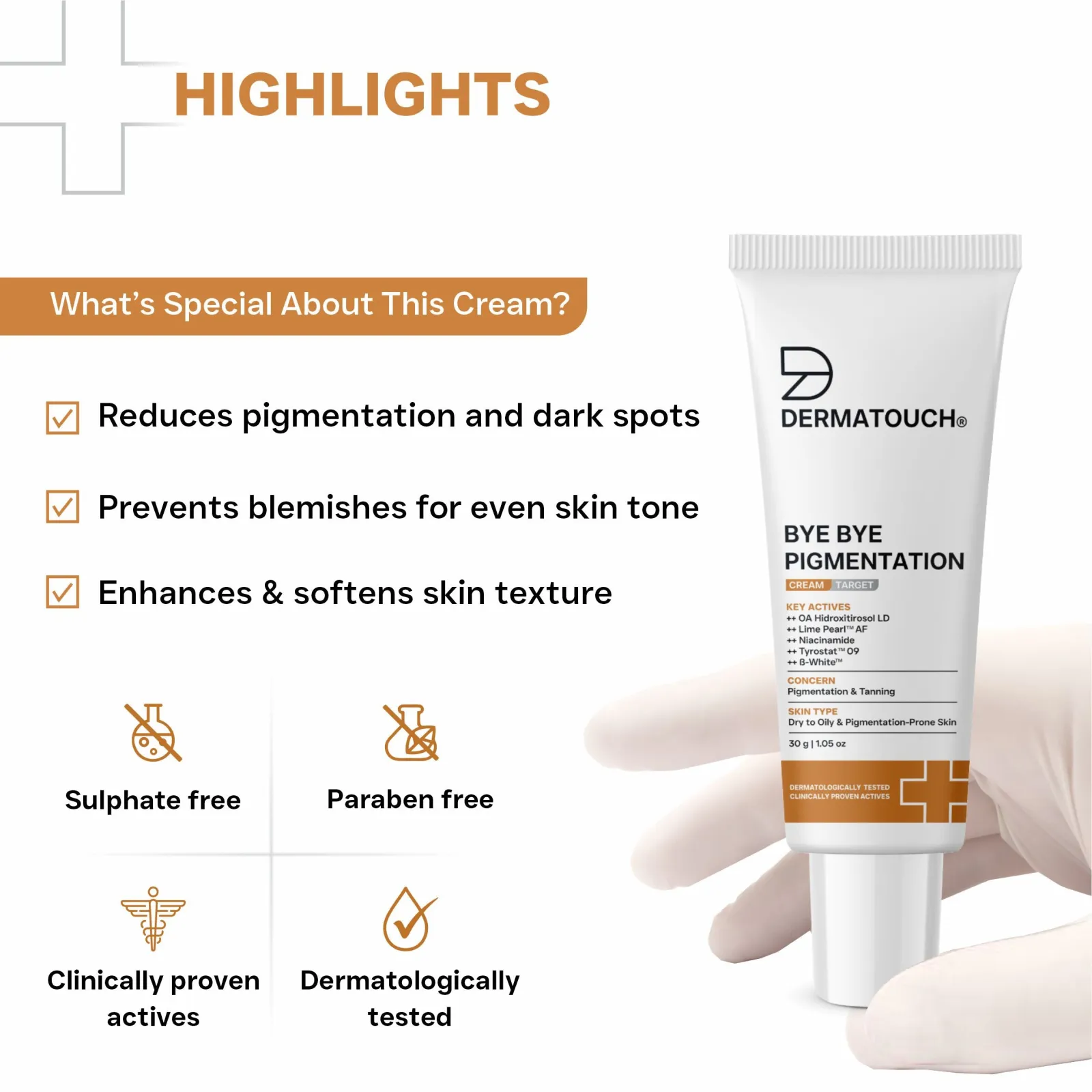 Dermatouch Bye Bye Pigmentation Cream for Pigmentation & Tanning 30g