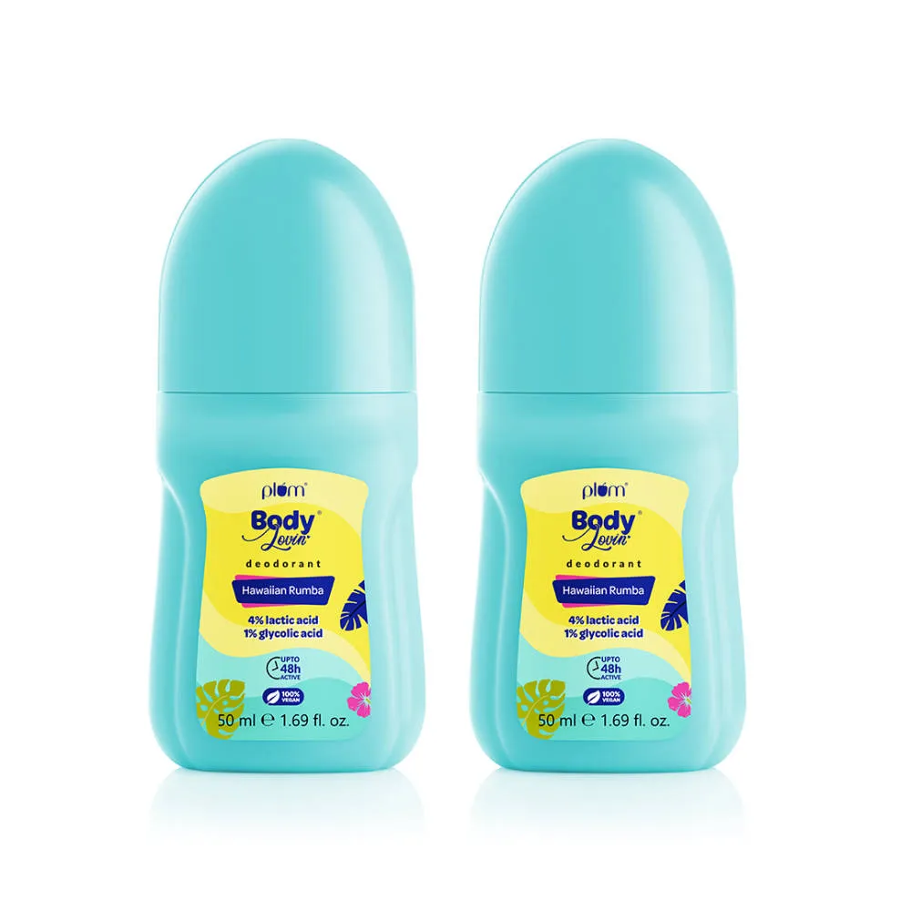 Plum BodyLovin' Hawaiian Rumba Deodorant Roll-On Controls Underarm Odor - Pack Of 2