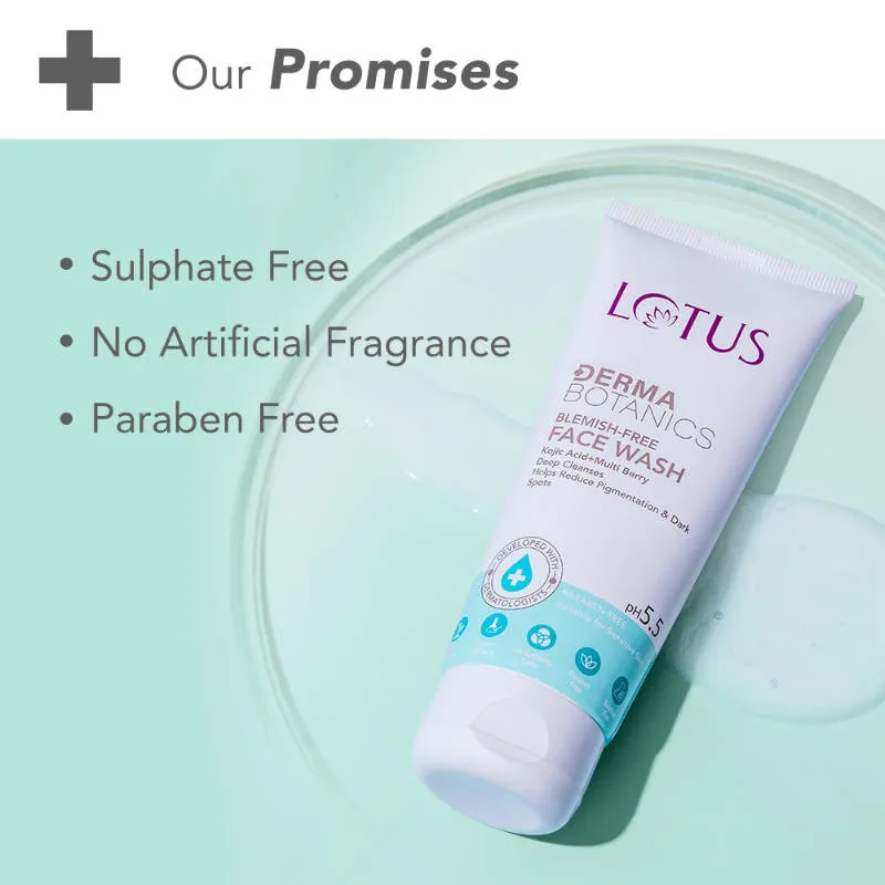 Lotus Herbals Lotus DermaBotanics Kojic Acid + Multi Berry Blemish-Free Face Wash, pH5.5, For Sensitive Skin