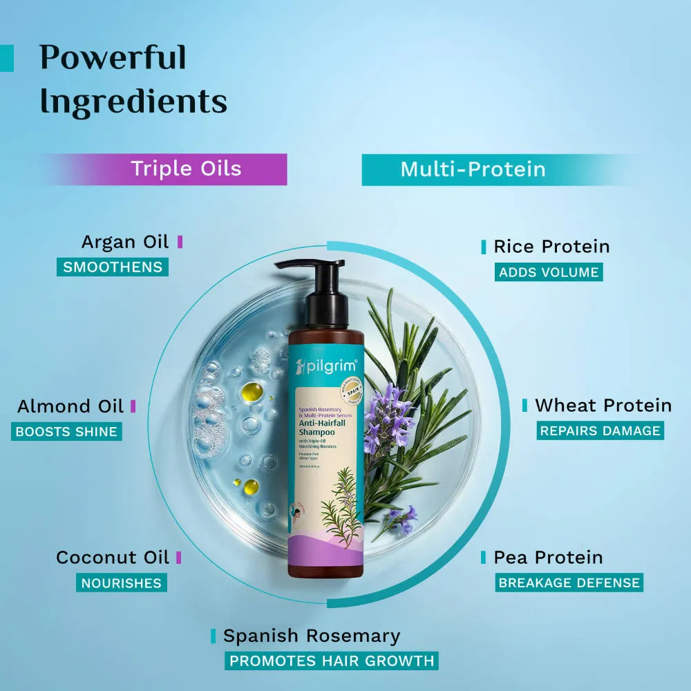 Pilgrim Anti Hair fall Trio Range Spanish rosemary water, Shampoo & Condtioner