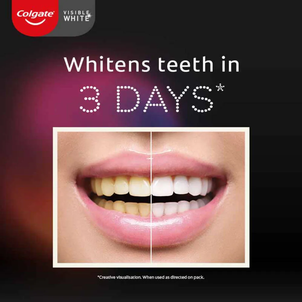 Colgate Visible White O2 Toothpaste Peppermint Sparkle & 500R Whitening Elec Toothbrush