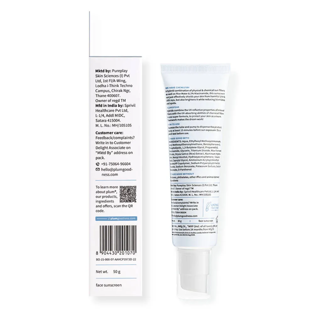 Plum 2% Niacinamide Sunscreen SPF 50 PA+++ (Pack Of 2)