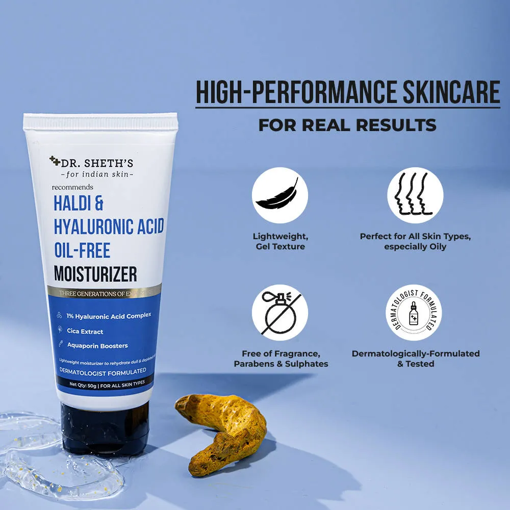 Dr. Sheth's Haldi & Hyaluronic Acid Oil-Free Moisturizer, 1% Hyaluronic Acid, For All Skin Types