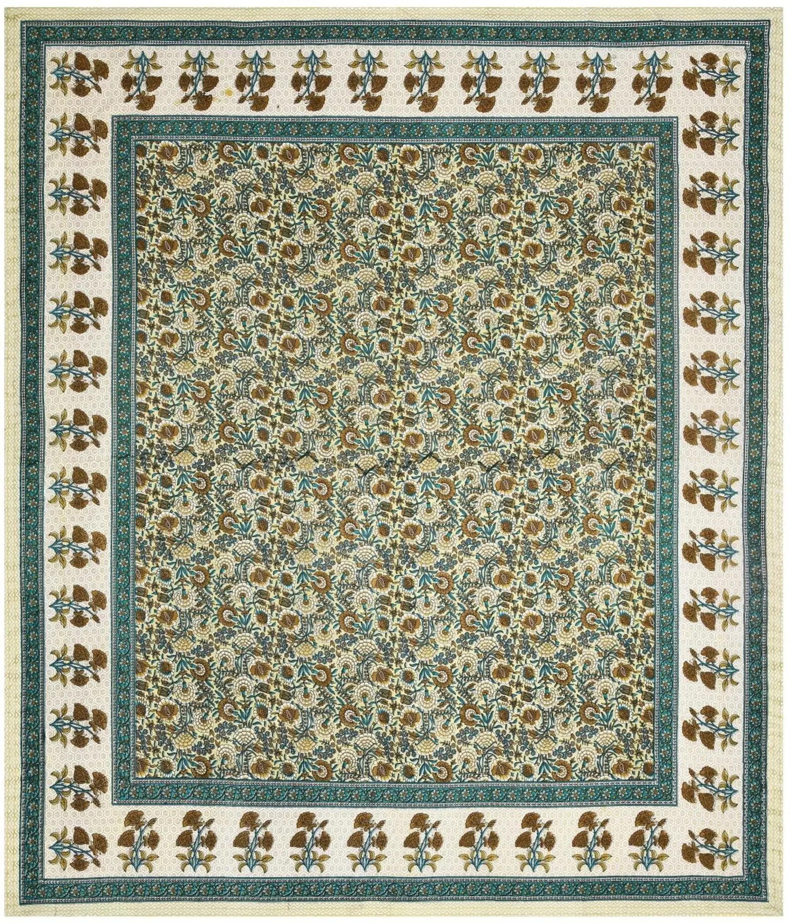 Pure Cotton Jaipuri Bedsheet (Floral, Printed)