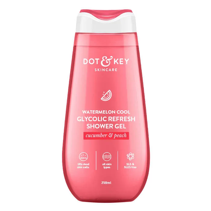 Dot & Key Watermelon Cool Glycolic Refresh Shower Gel, With Peach & Cucumber, Gently Exfoliates Skin
