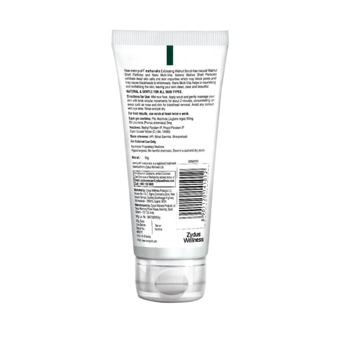 Everyuth Naturals Exfoliating Walnut Scrub, Gentle Face Scrub, Removes blackhead & dead skin cells