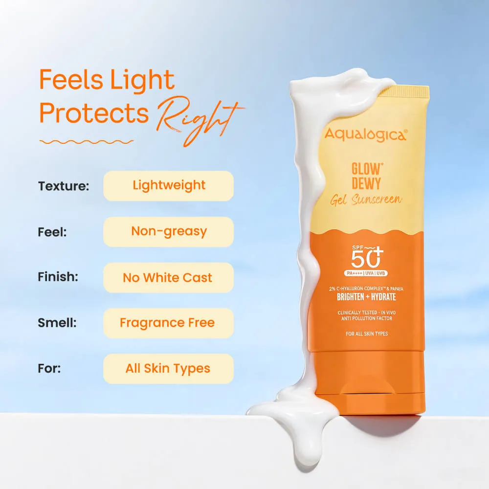 Aqualogica Glow+ Dewy Sunscreen Gel SPF 50+ PA++++