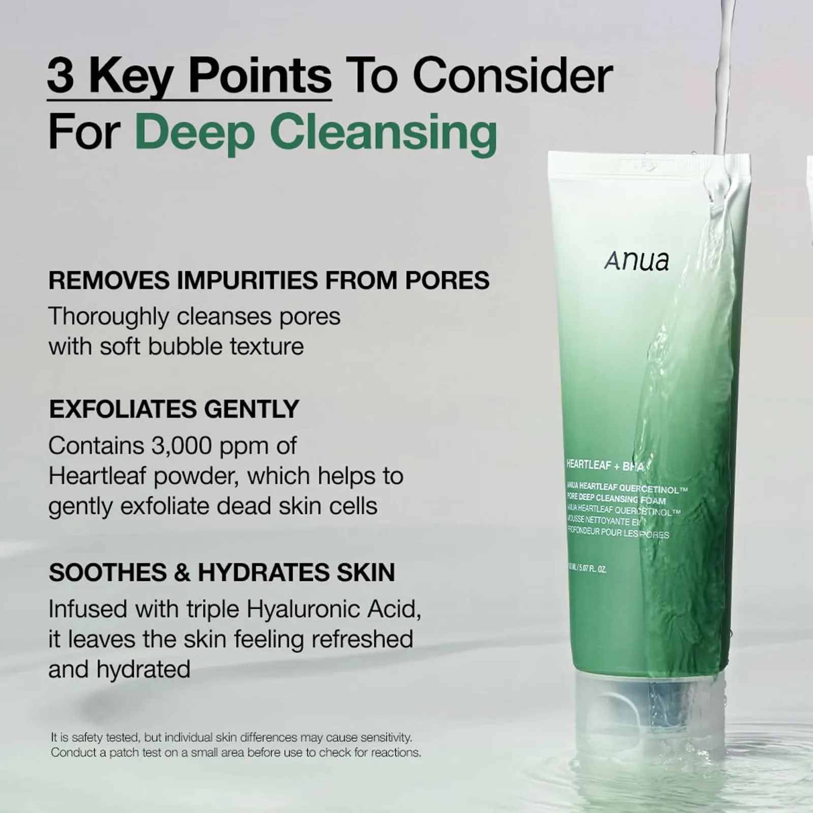 Anua Heartleaf Quercetinol Pore Deep Cleansing Foam with 0.5% BHA For Gentle Exfoliation
