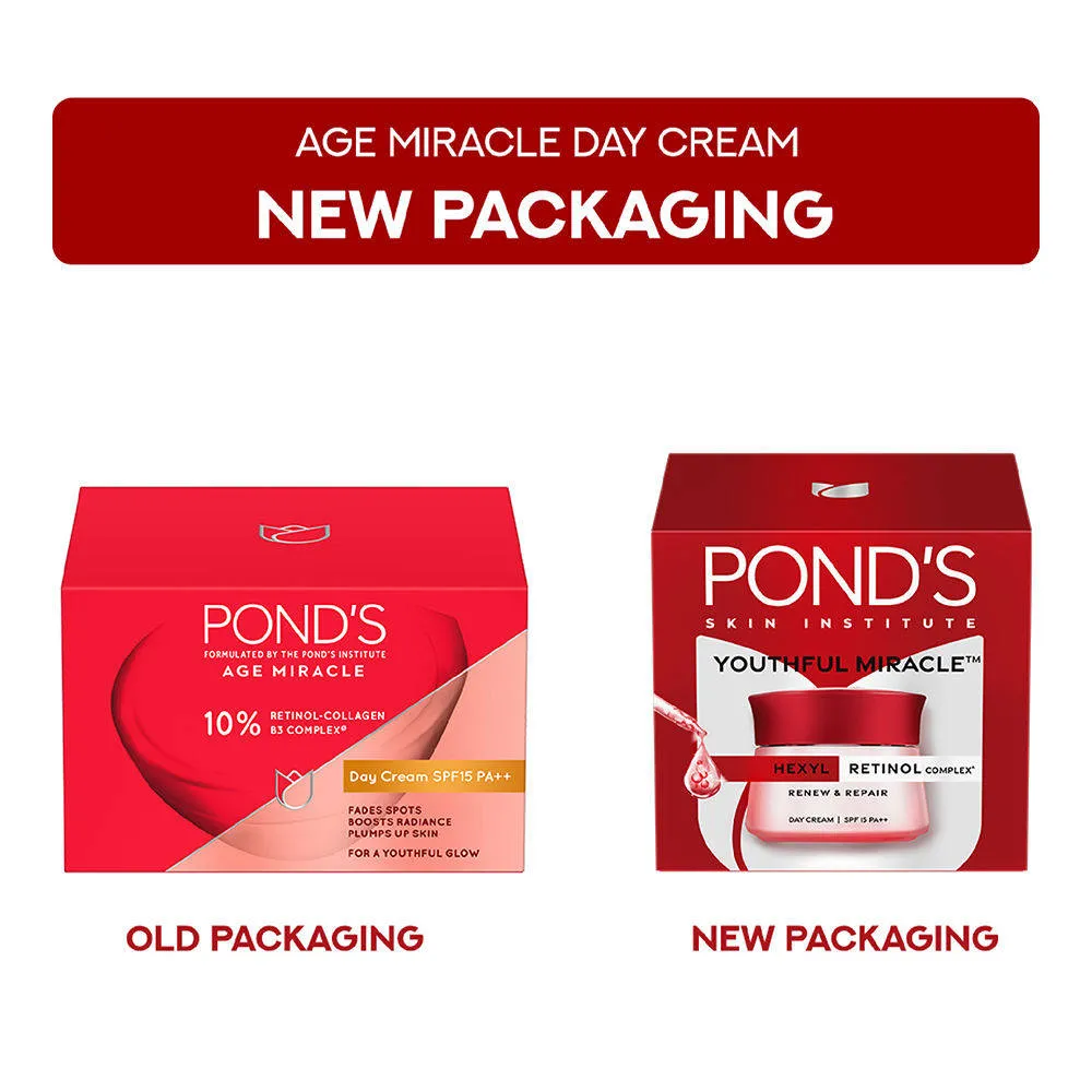 Pond's Ponds Youthful Miracle Hexyl Retinol Complex, Renew & Repair Day Cream, SPF 15 PA++