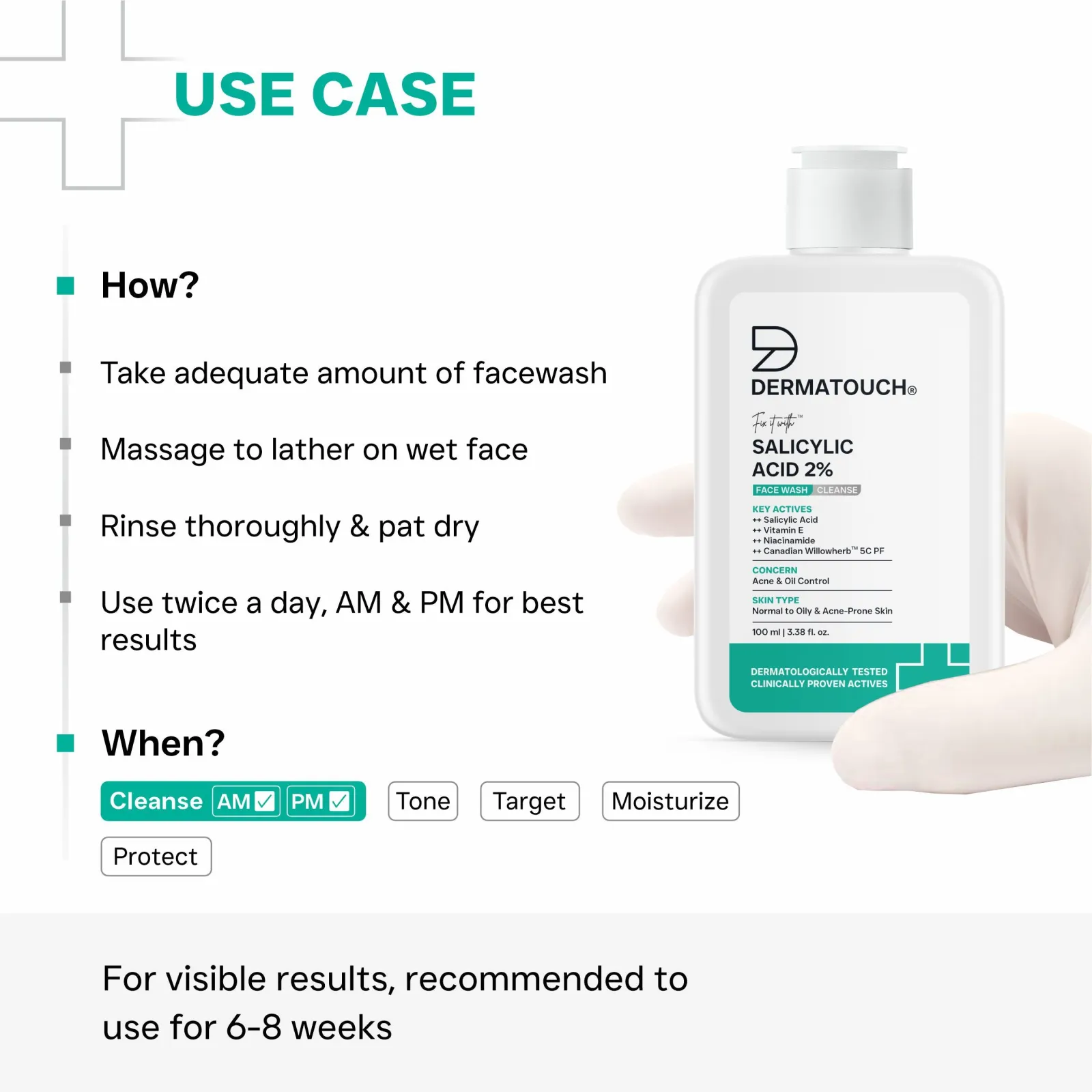 Dermatouch Salicylic Acid 2% Face Wash for Acne & Oil Control