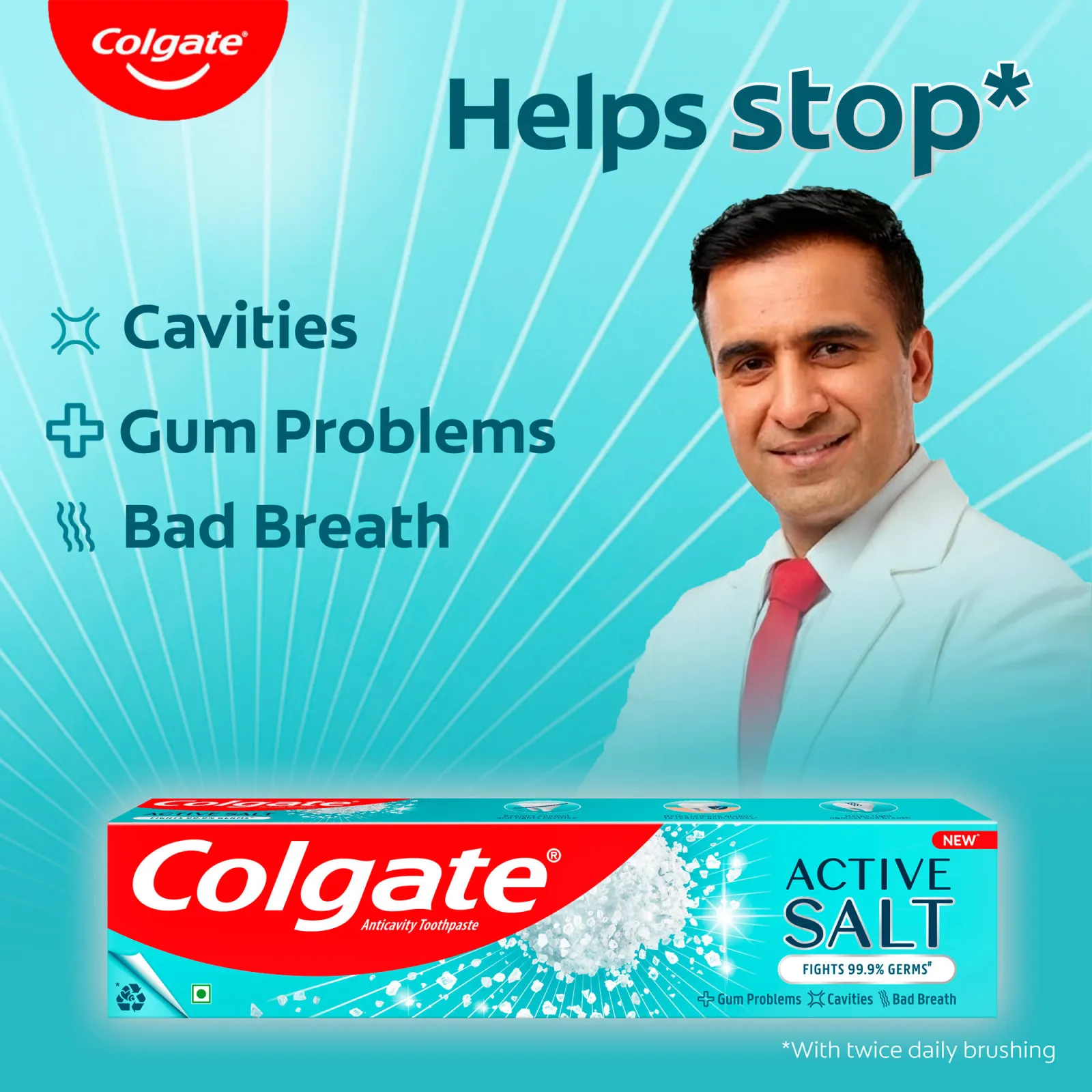 Colgate Active Salt Toothpaste, Germ Fighting Toothpaste For Healthy Gums And Teeth