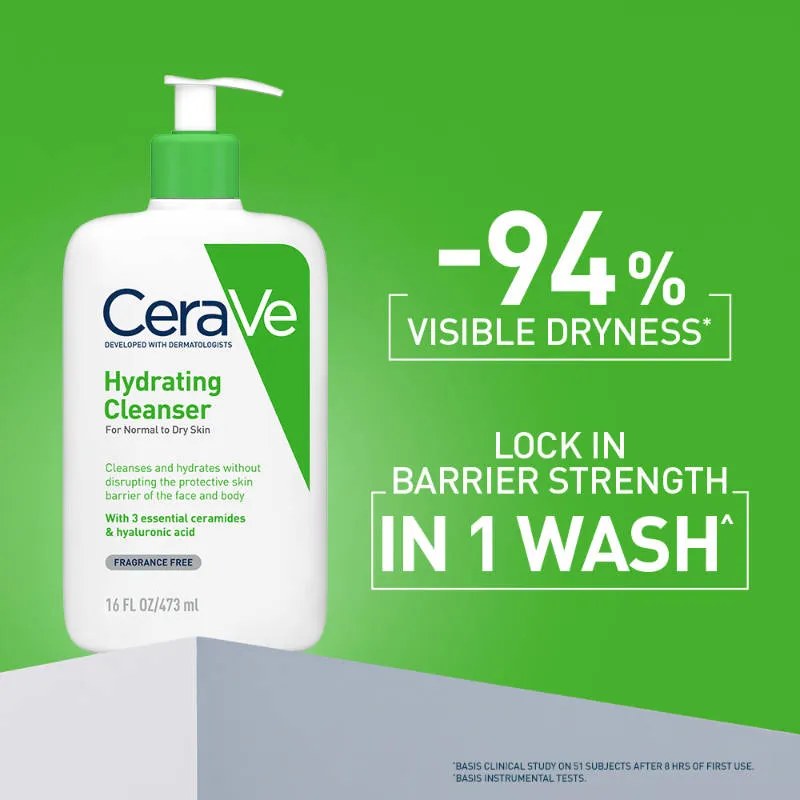 CeraVe Hydrating Cleanser Non-Foaming Face Wash for Dry Skin with Ceramides, Dermatologist Recommend