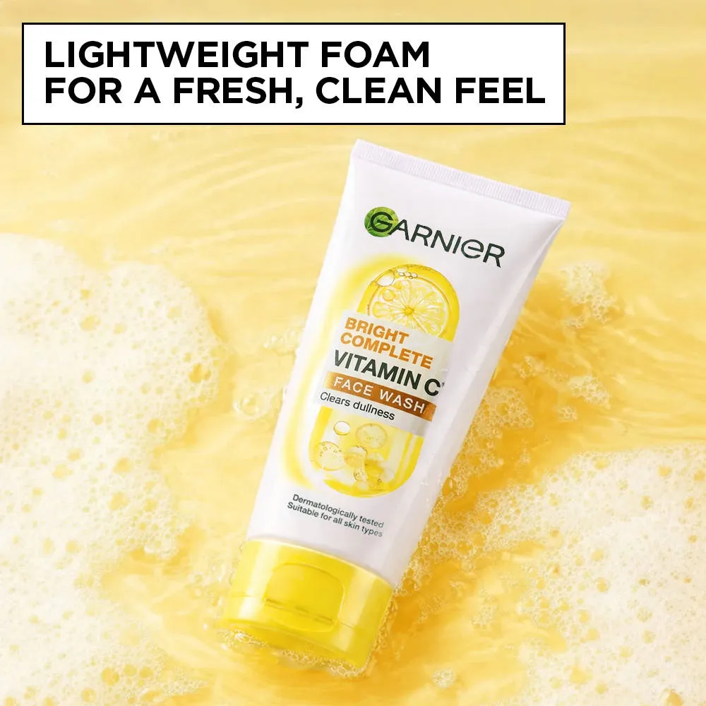 Garnier Vitamin C Gel Face Wash for Brighter Skin Gently Cleanses Skin & Removes impurities
