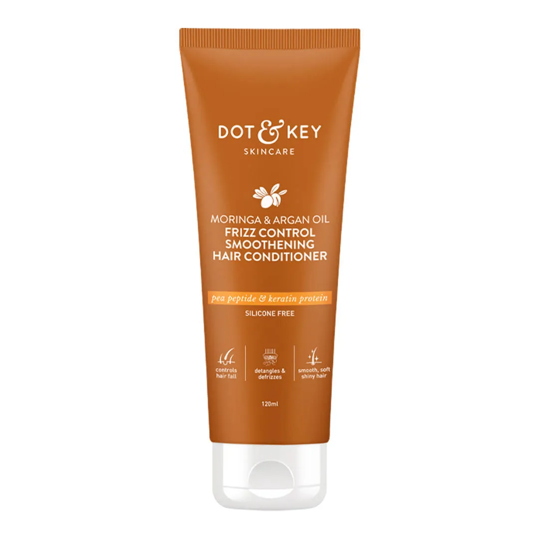 Dot & Key Moringa & Argan Frizz Control Smoothing Hair Conditioner, Pea Peptide & Keratin Protein