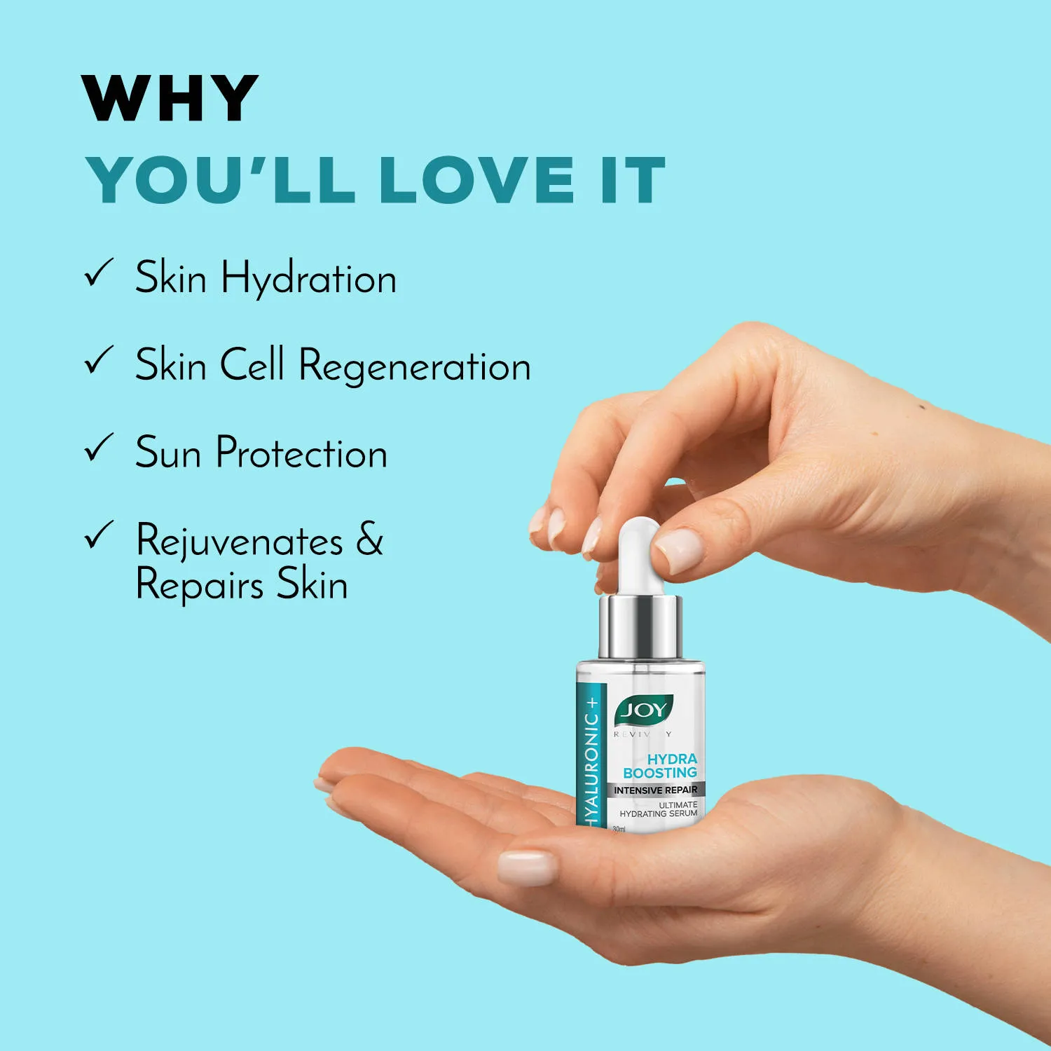 Joy Hydrating Hyaluronic Face Serum for Intensive Repair, Tighens Pores & Improves Skin Texture
