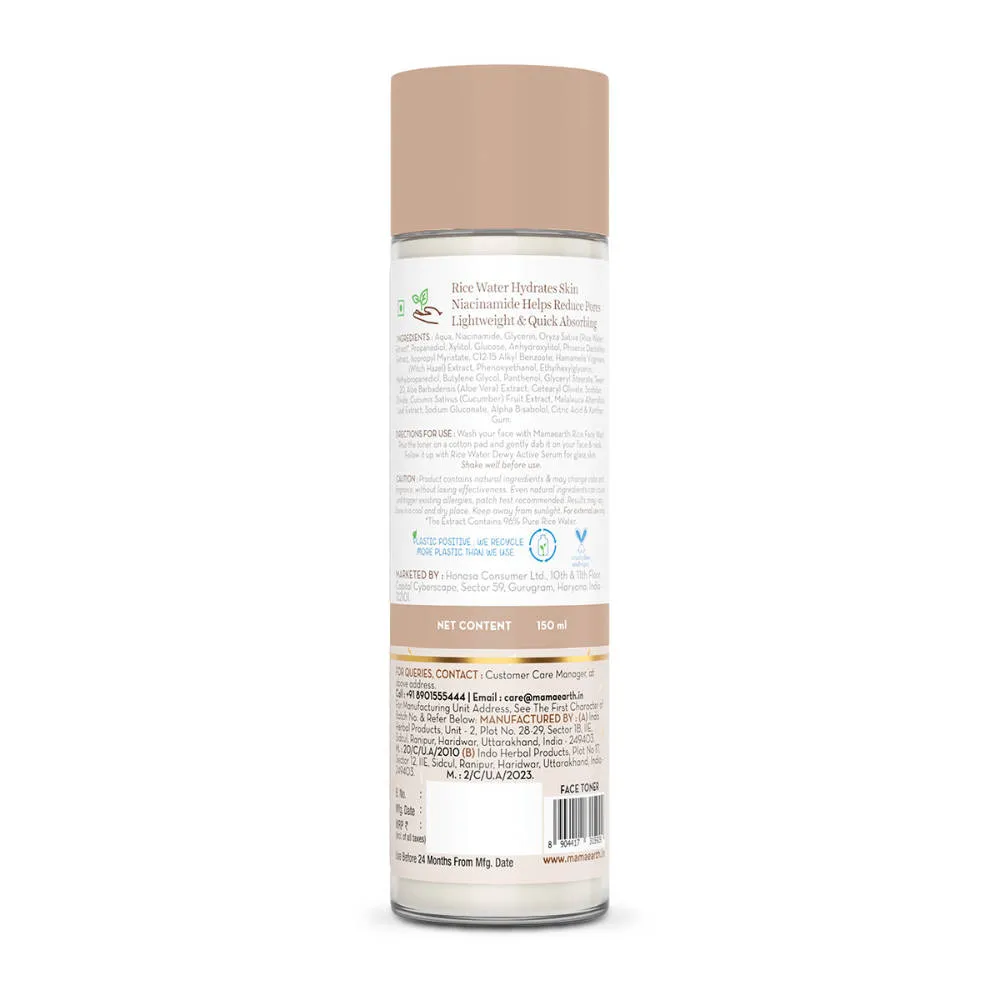 Mamaearth Rice Water Dewy Face Toner with 4% Niacinamide for Glass Skin and All Skin Types