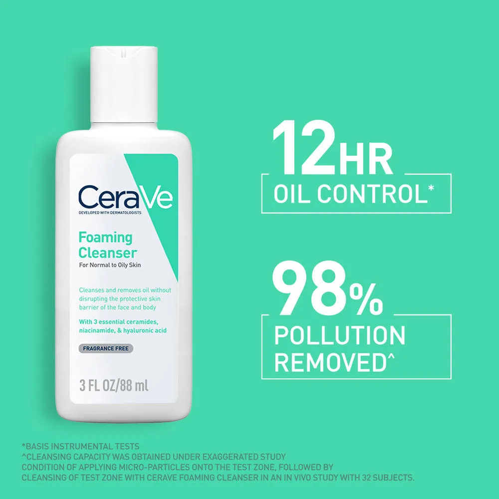 CeraVe Foaming Cleanser Face Wash For Oily Skin with Ceramides, Dermatologist Recommended