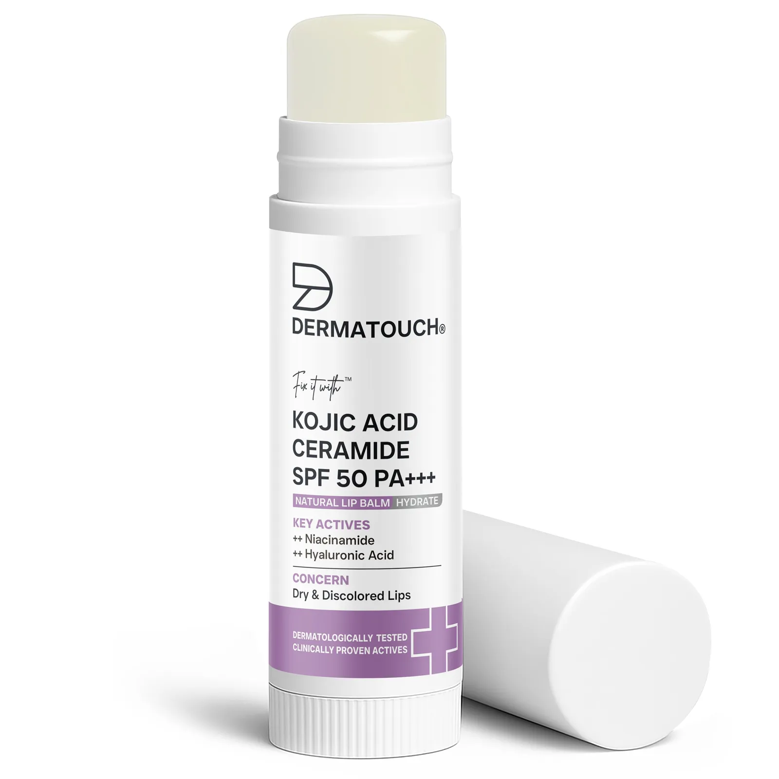 Dermatouch Kojic Acid Ceramide SPF 50 PA+++ Natural Lip Balm for Dry & Discolored Lips 5g