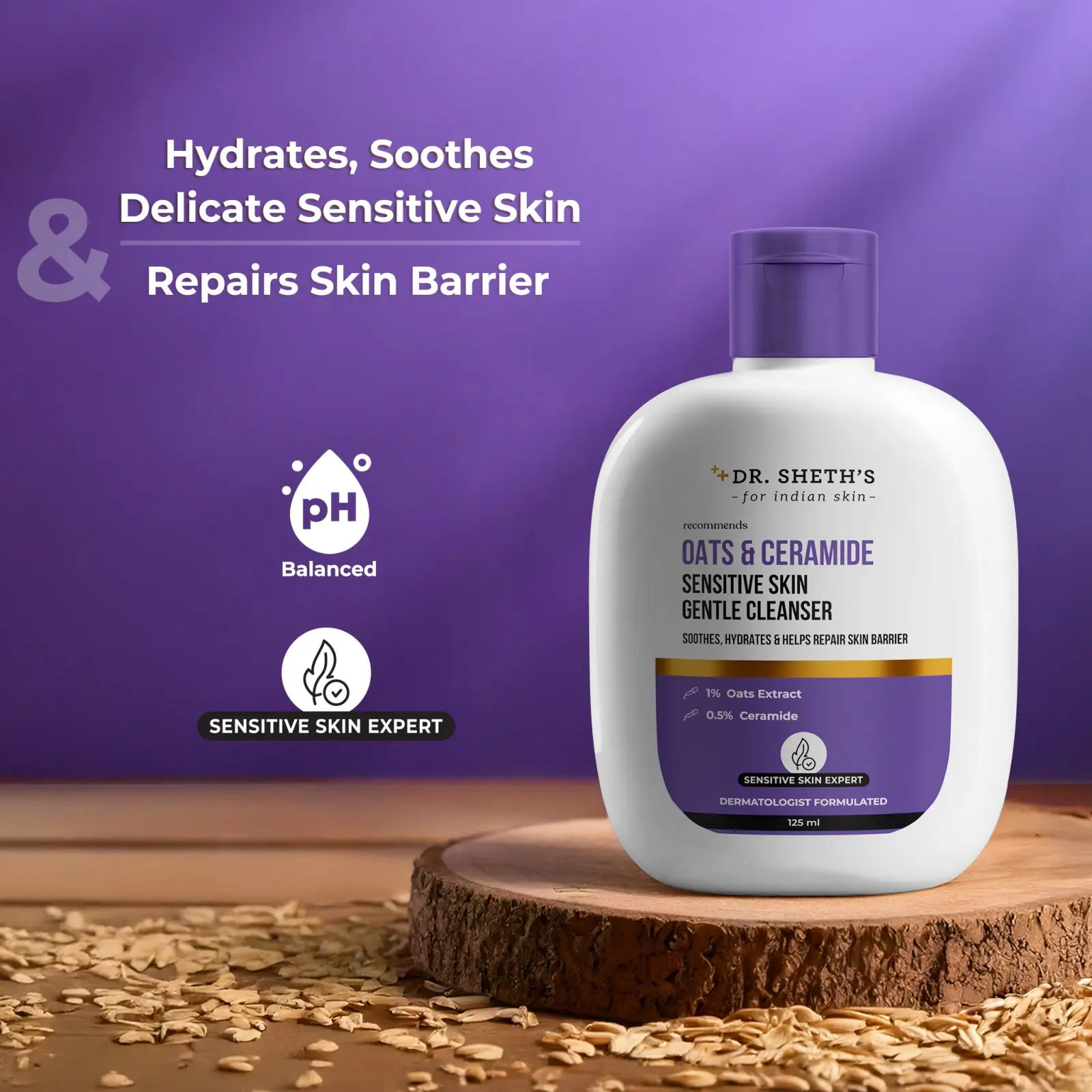 Dr Sheths Oats & Ceramide Sensitive Skin Cleanser - 125ml view 3