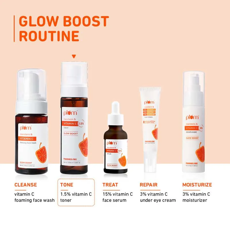 Plum 1.5% Vitamin C Alcohol-Free Spray Toner With Mandarin & Witch Hazel For Glow Boost & Open Pores