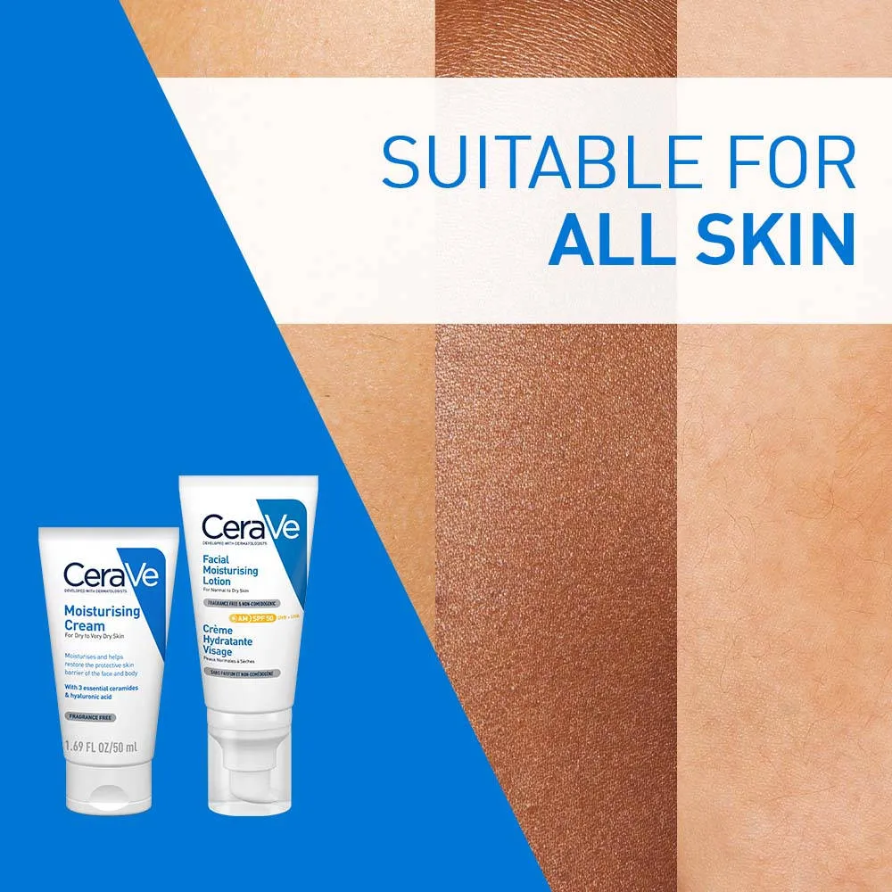 CeraVe Sun Protection Combo - AM lotion SPF 50 Sunscreen & Moisturizing Cream For Dry Skin