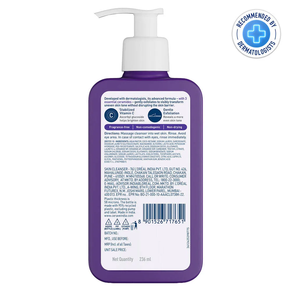 CeraVe Brightening Vitamin C Face Wash For Dull & Uneven Skin