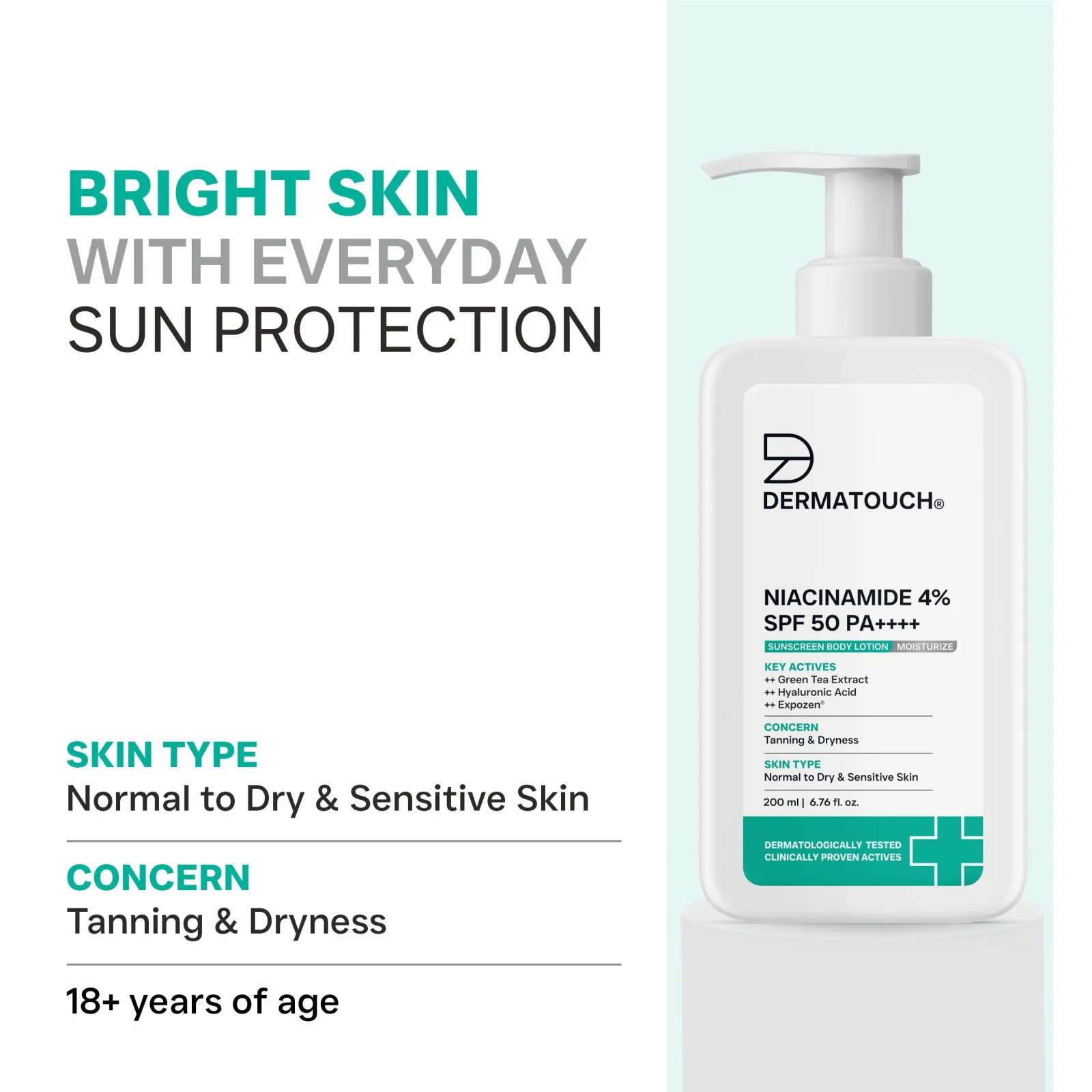 Dermatouch Niacinamide 4% SPF 50 PA++++ Sunscreen Lotion for Tanning & Dryness
