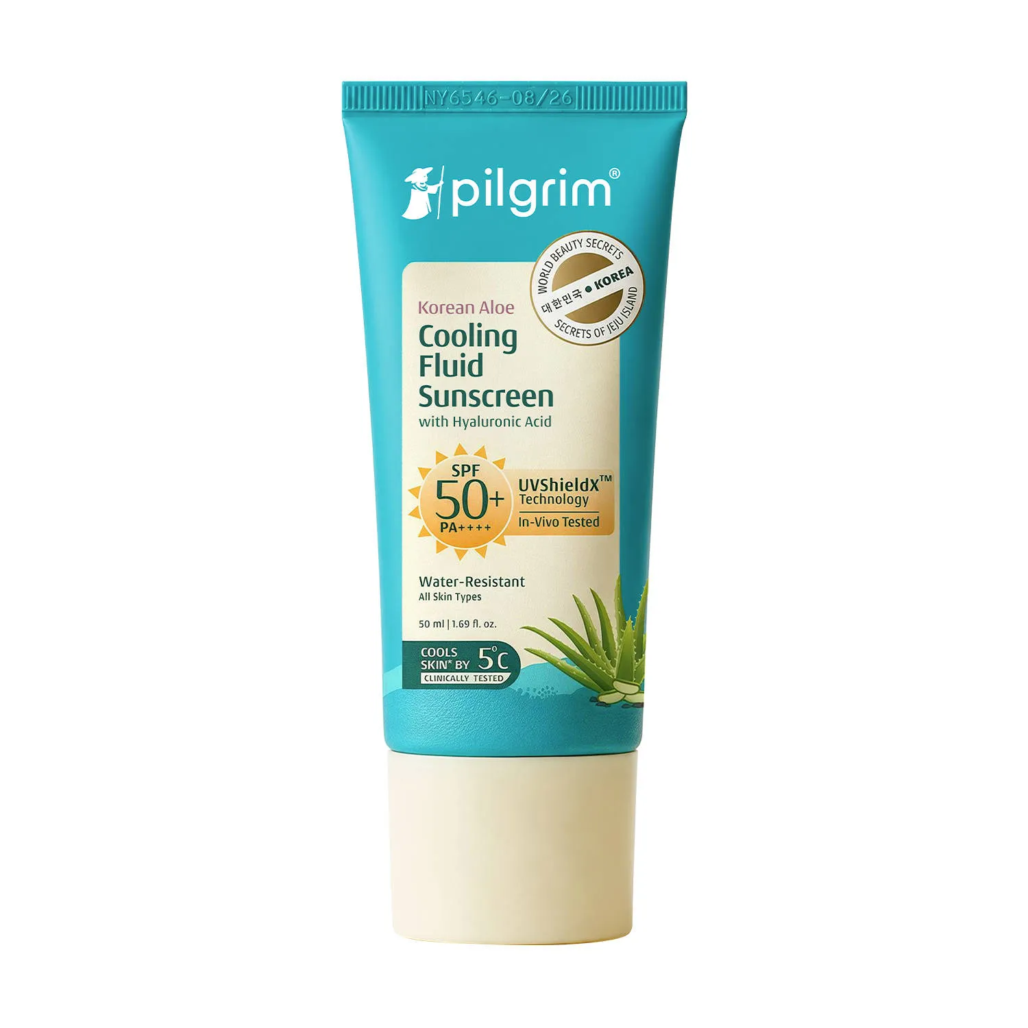Pilgrim Korean Aloe Cooling Fluid Sunscreen SPF 50+ PA++++ With Hyaluronic Acid
