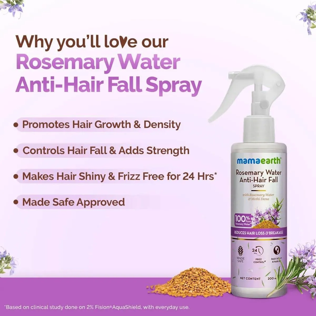 Mamaearth Rosemary Hair Care Combo Anti-Hair Fall Shampoo, Conditioner & Spray for Stronger Hair