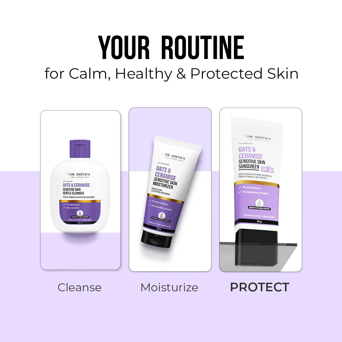 Dr. Sheth'S Oats & Ceramide Sensitive Skin Sunscreen Spf 50+ Pa++++ Oil-Free Sunscreen
