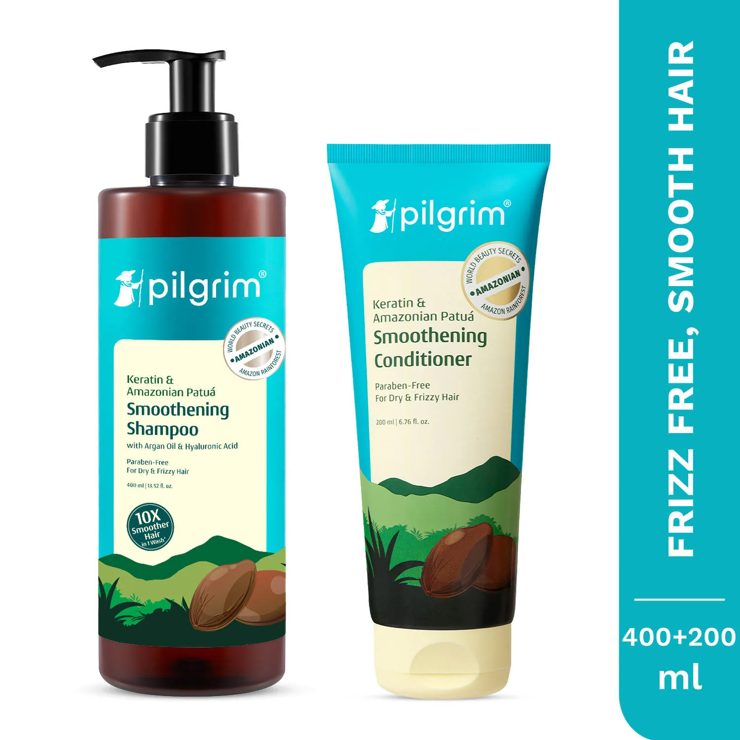 Pilgrim Patua Smoothening Combo Patua Shampoo & Conditioner for Soft & Smooth Hair, Frizz Free
