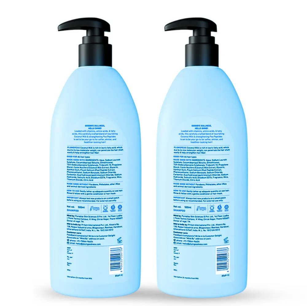 Plum Coconut Milk & Peptides Strength & Shine Shampoo Pack of 2
